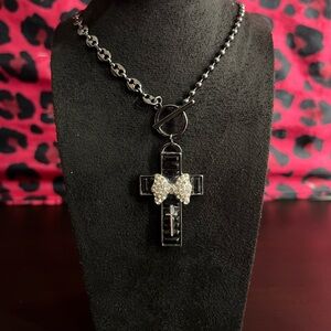 diy’d alternative cross rosary necklace